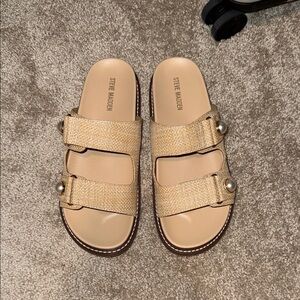 Steve Madden Beige Buckle Sandals